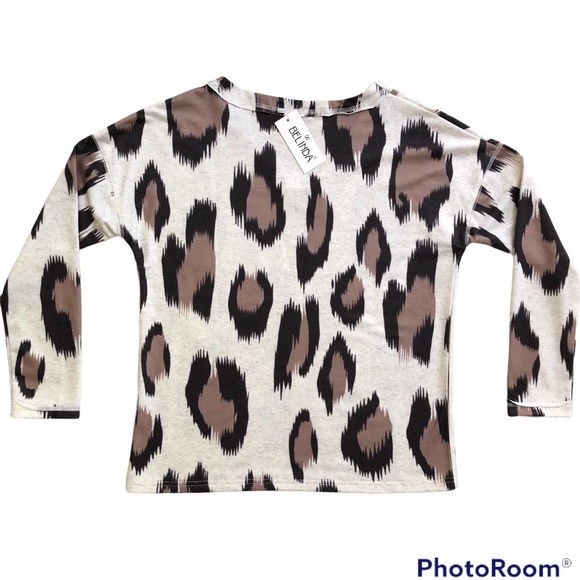 Belinda Top Womens Size Small Animal Print V-Neck Pull Over Lightweight Fall - Picture 2 of 6